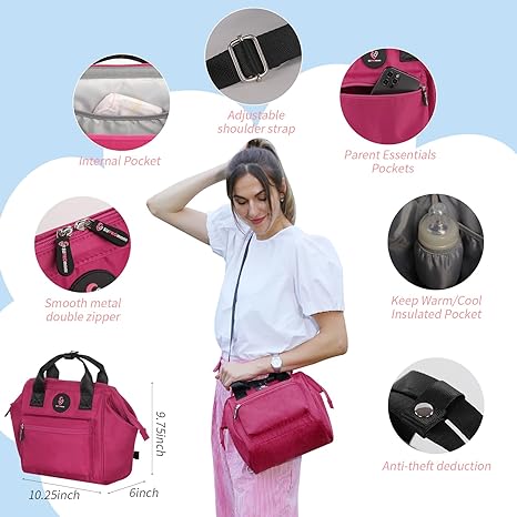 SUPROMOMI Small Diaper Bag Backpack (Violet Red)