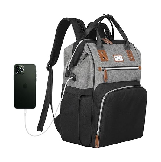SUPROMOMI Diaper Bag Backpack (Black Grey)